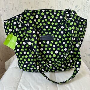 Vera Bradley Black and Green Polka Dot Tote